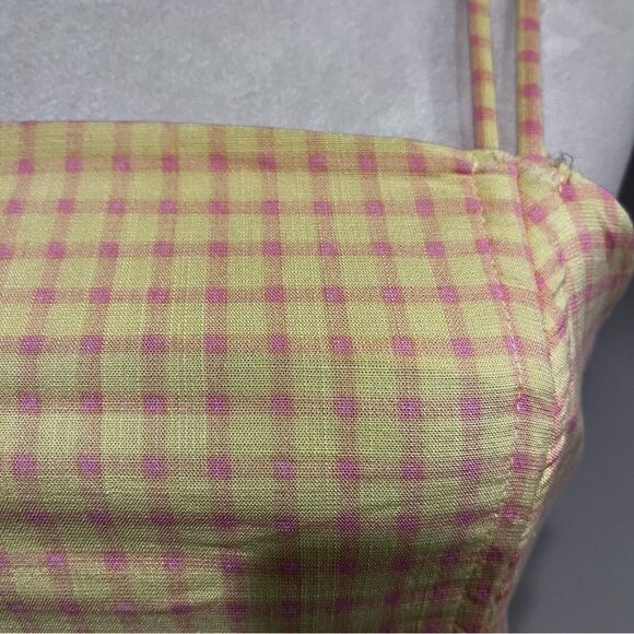 Double Ruched Plaid Print Bodycon Dress With Straps - Picture 3 of 13